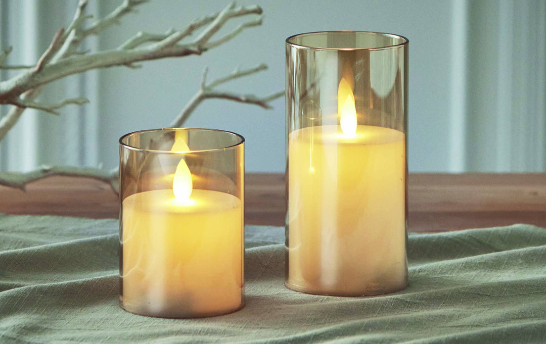 Estella Led Glass Hurricane 3X4 Amber