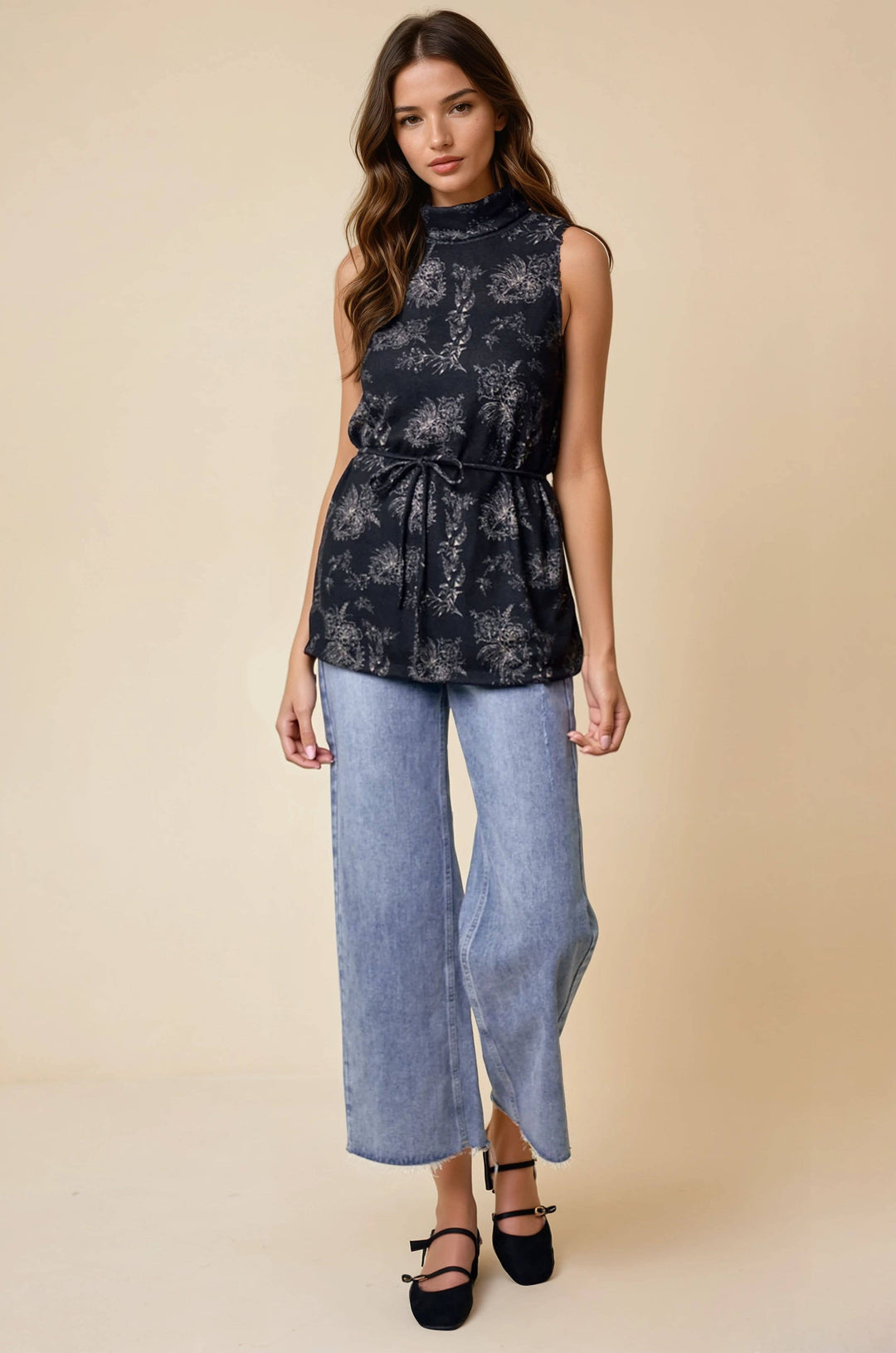 TURTLENECK SLEEVELESS KNIT TOP - 43203T-1