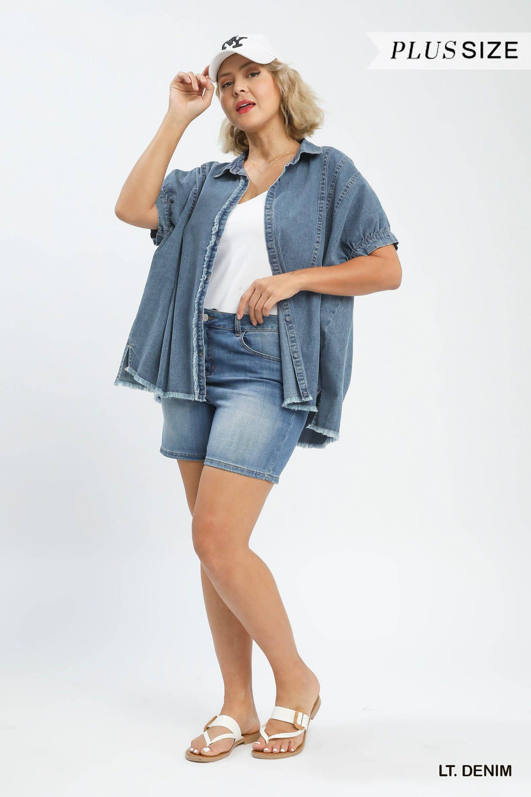 Plus Washed Denim Oversized Top