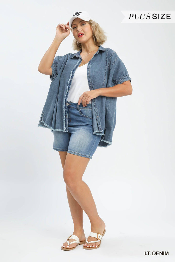 Plus Washed Denim Oversized Top