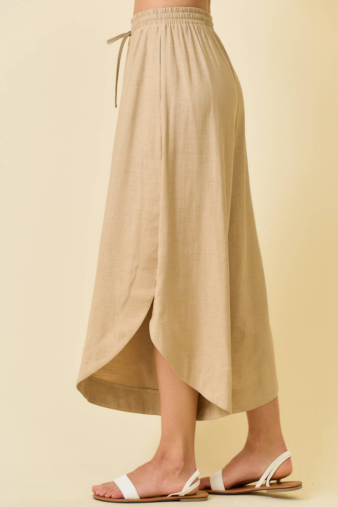 ROUNDED HEM AND SPLIT SIDES PANTS - 8876P