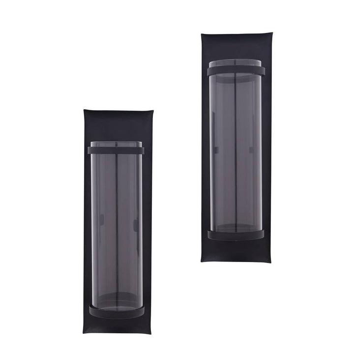 Metal Pillar Candle Sconces with Glass Inserts – Set of 2