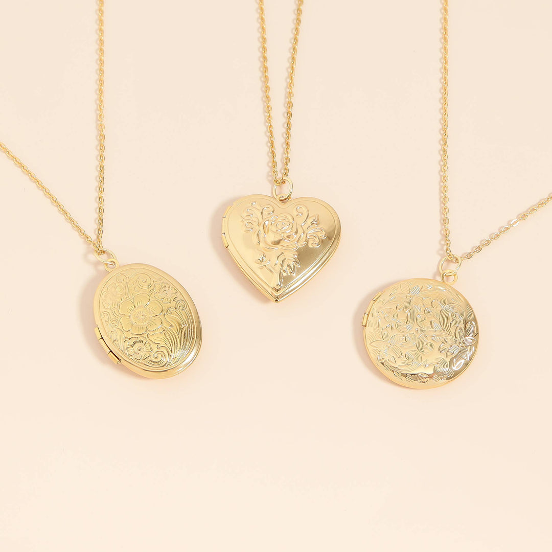 18K Gold PVD Stainless Steel Rose Heart Locket