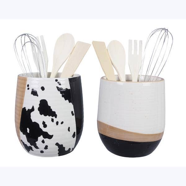 Ceramic Country Black And White Tool Holder, 2 Ast.
