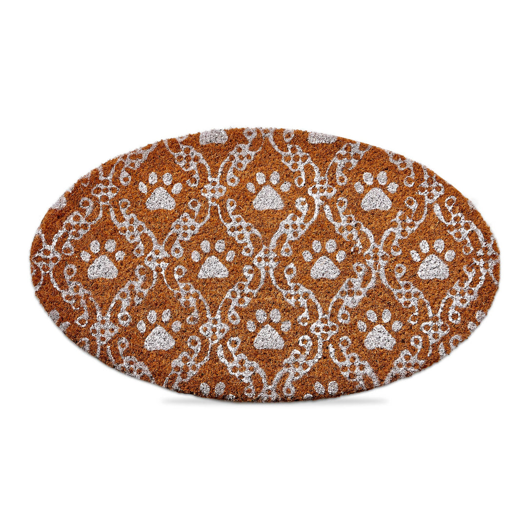 Paw Print Oval Shaped Mat Natural Coir Summer