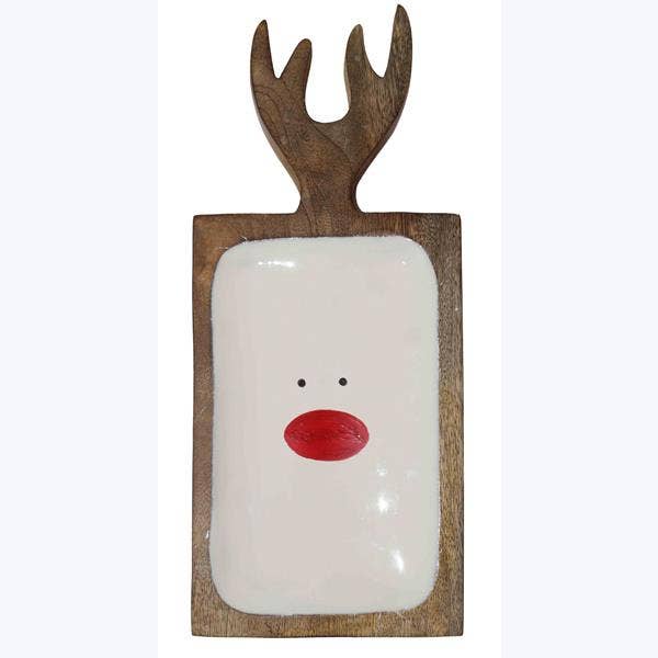 Mango Wood Antler Tray With Enamel