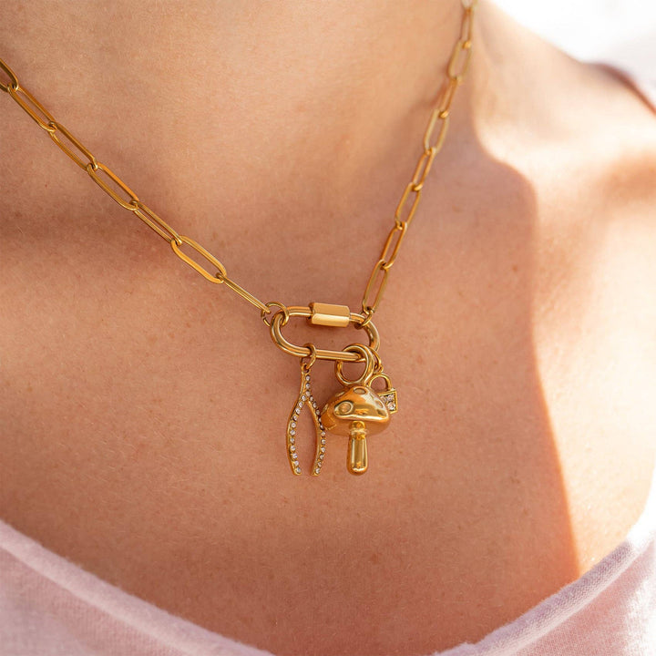 18K Gold PVD Stainless Steel Mushroom Charm