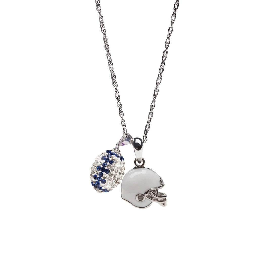 Penn State Helmet + Crystal Football Pendant Necklace