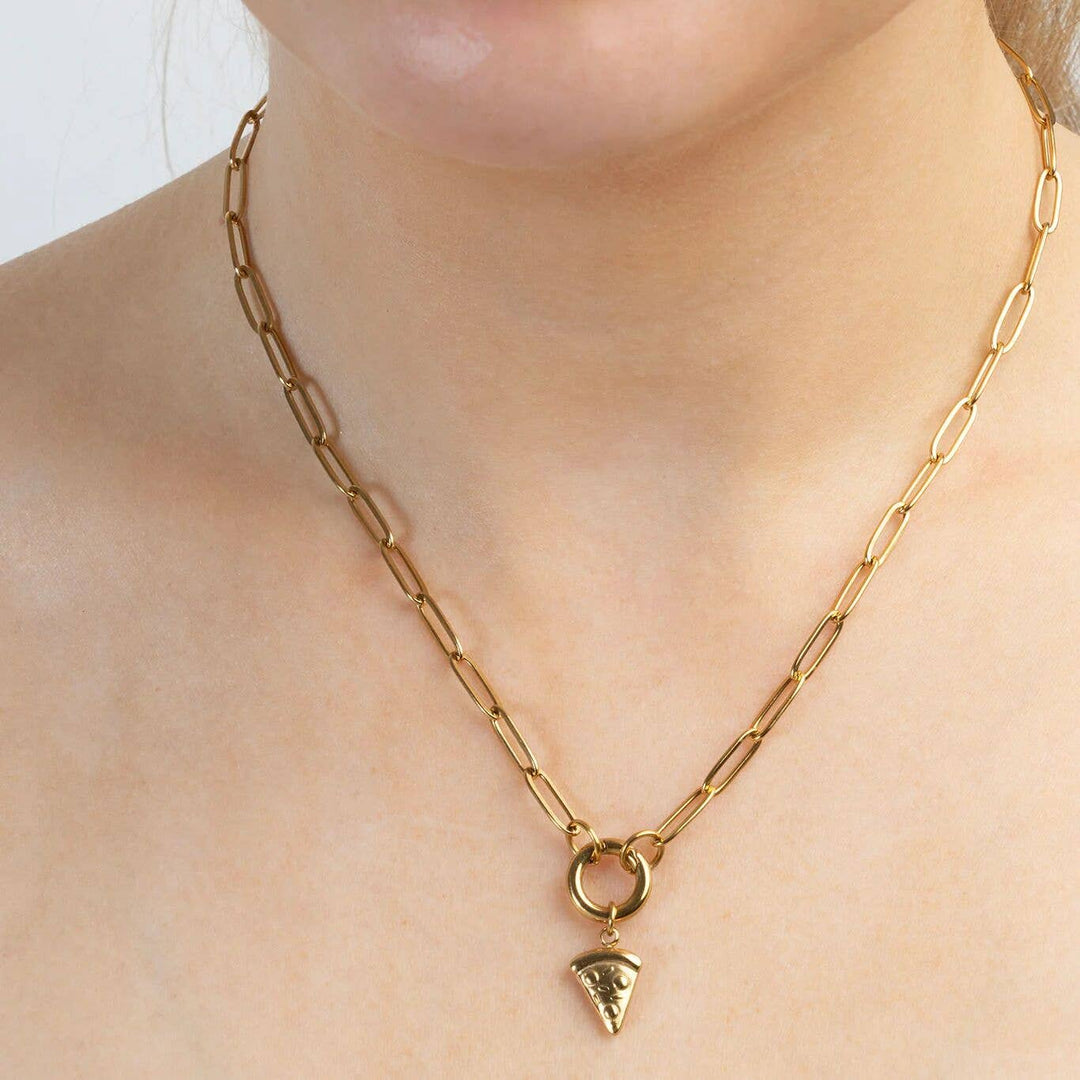 18K Gold PVD Stainless Steel Pizza Charm