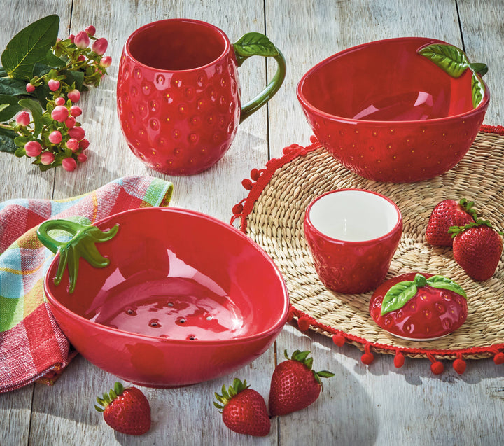 Strawberry Sculpted Mug Red Multi Earthenware Summer