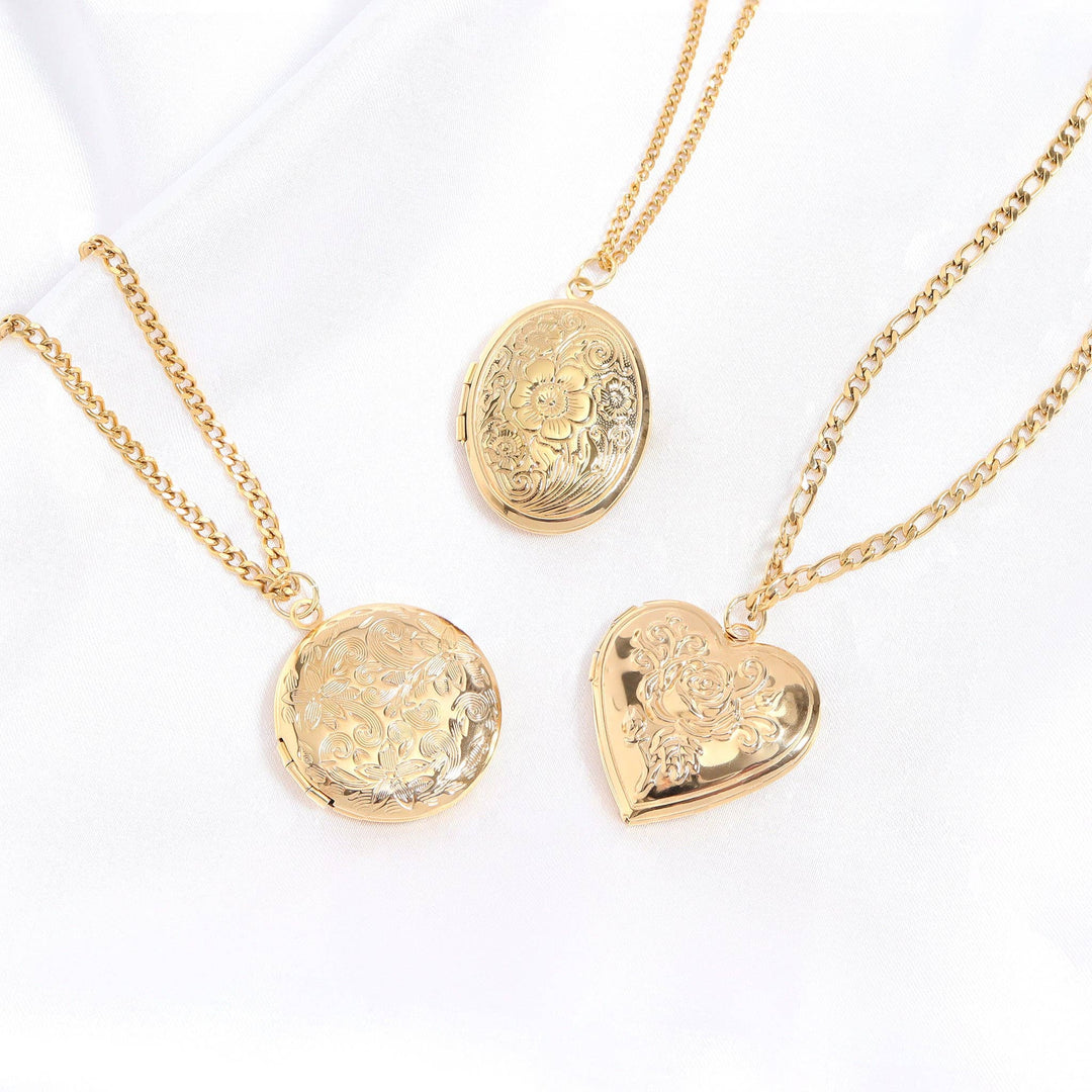 18K Gold PVD Stainless Steel Rose Heart Locket