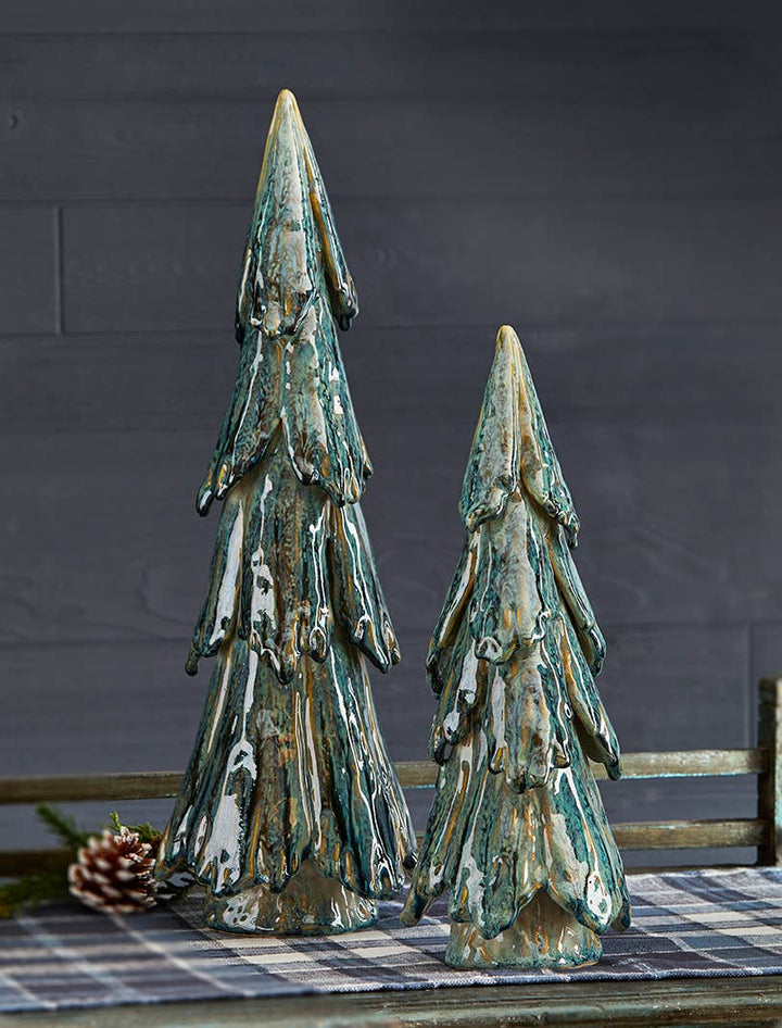 Tall Pines Ceramic Decor Large Green Stoneware Christmas