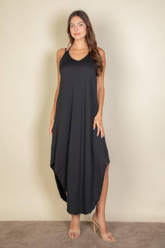 Solid Sleeveless Maxi Dress