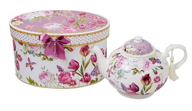 Tulips Porcelain Teapot in Gift Box