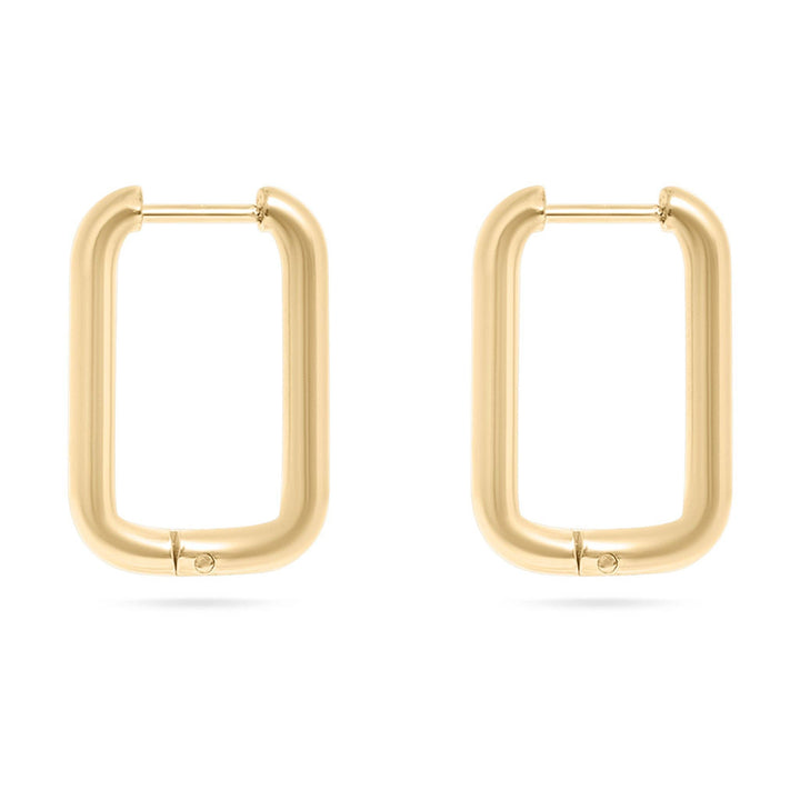 18K Gold PVD Rounded Rectangle Everyday Huggie Earrings