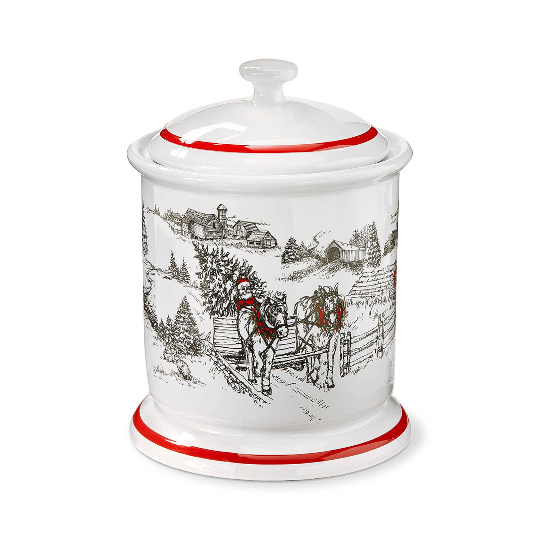 Farmhouse Biscuit Jar Multi Earthenware Christmas
