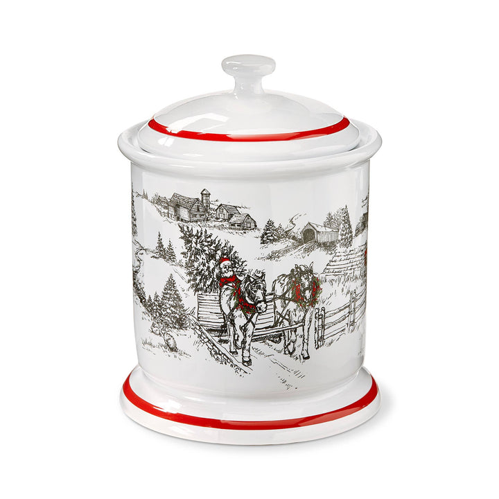 Farmhouse Biscuit Jar Multi Earthenware Christmas