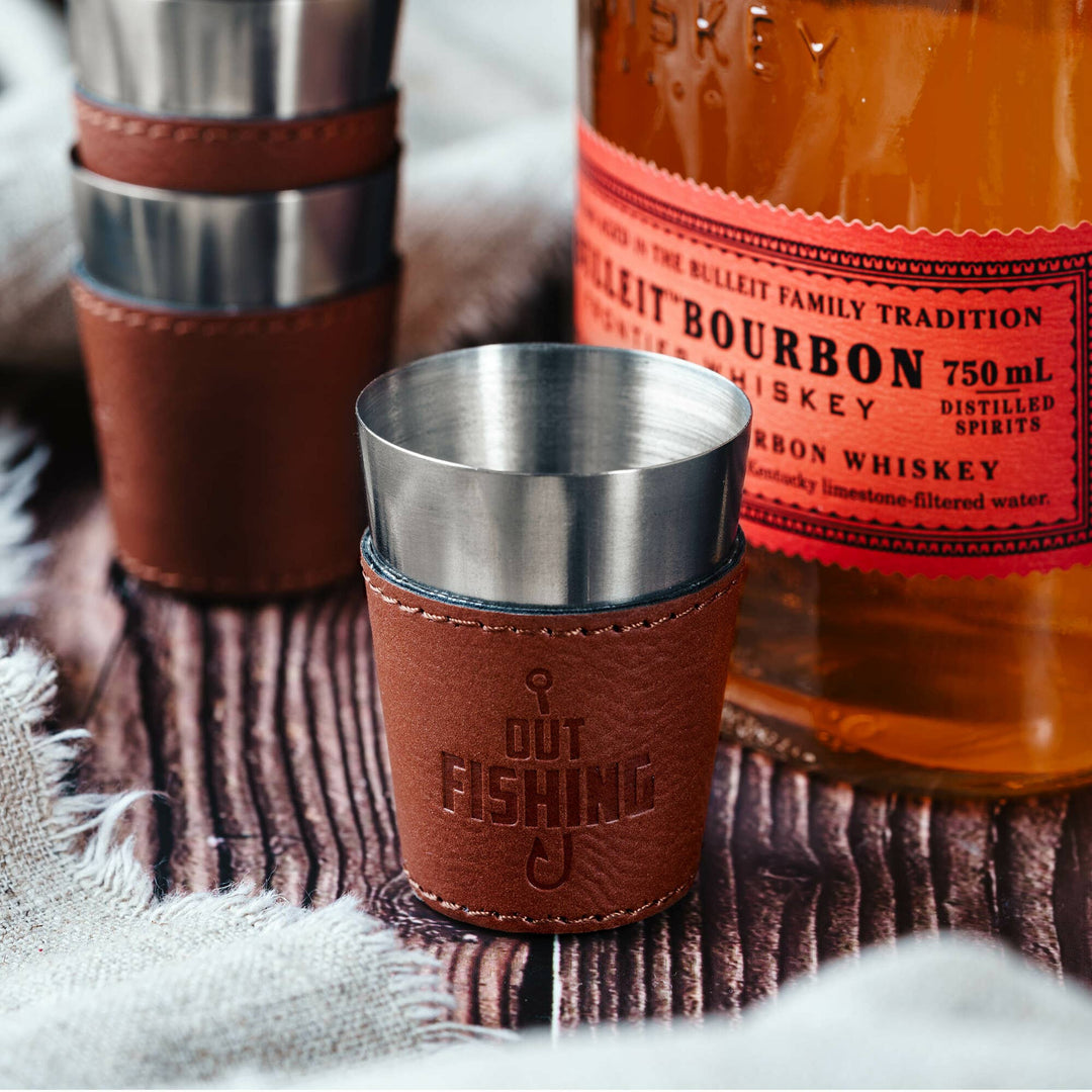 Out Fishing - Stainless Shot Glass with Sleeve