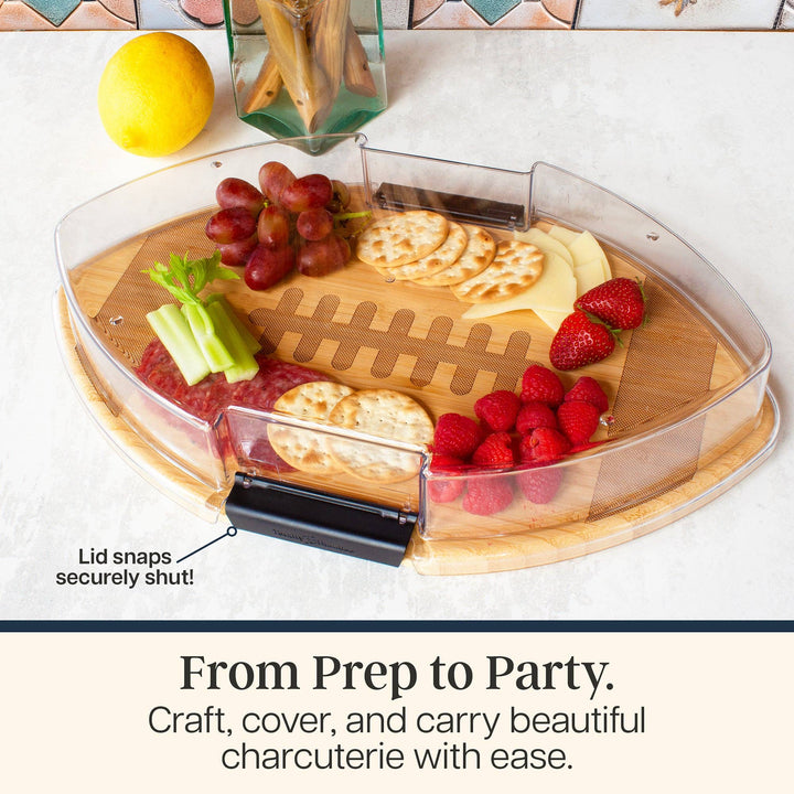 Flip, Serve &amp; Store™ Football Charcuterie Board with Lid