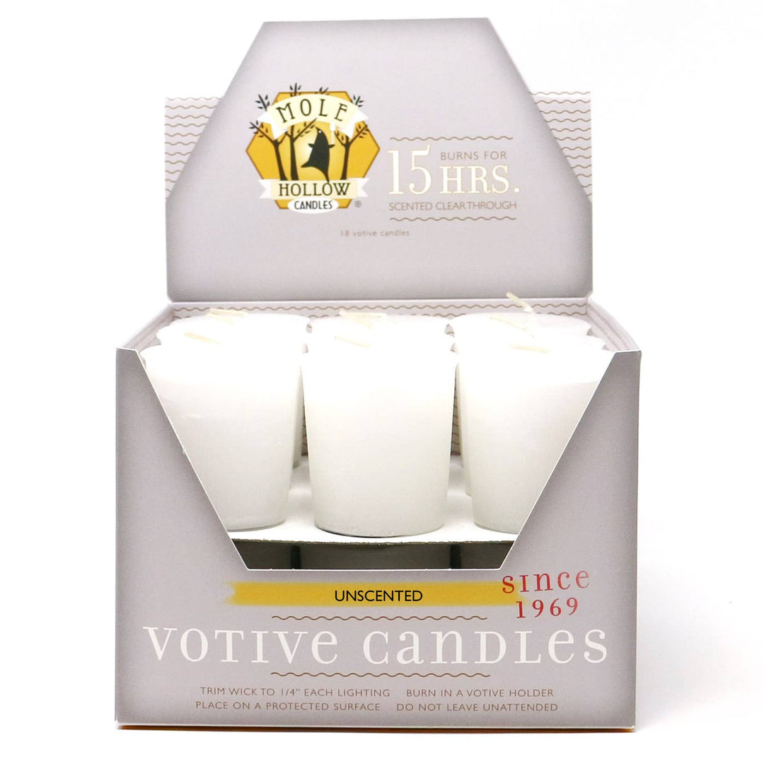 Unscented Votive Candles, Made in USA with Cotton Wicks