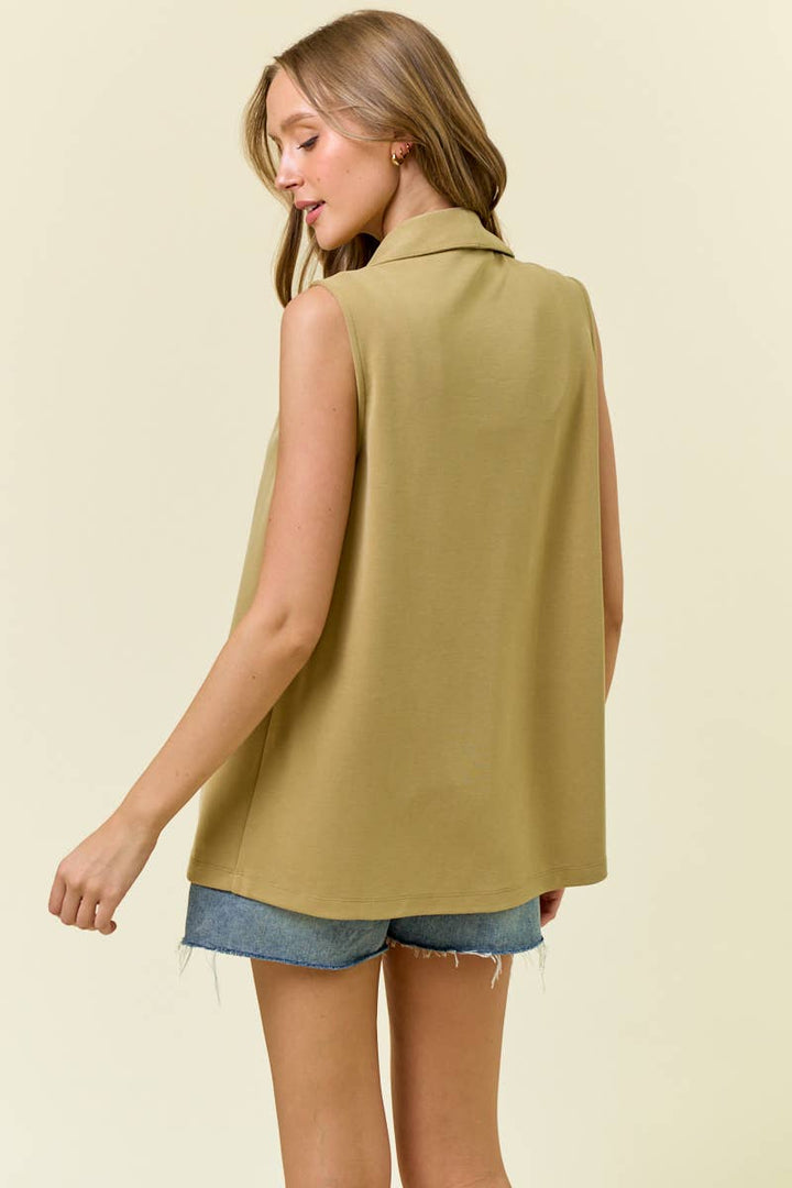 SHAWL NECK OPEN FRONT KNIT VEST BLAZER - 10737J