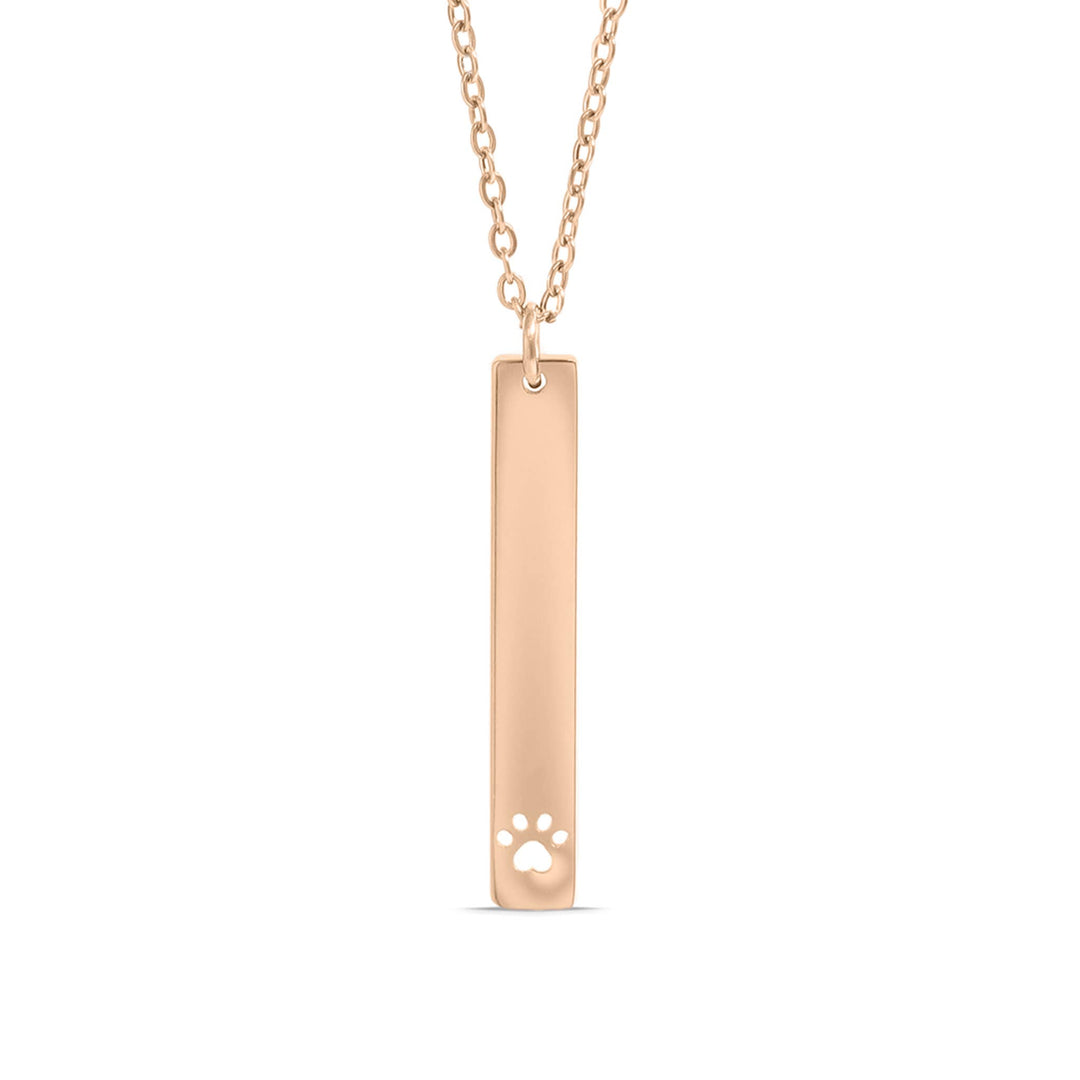Paw Print Cutout Vertical Stainless Steel Bar Necklace