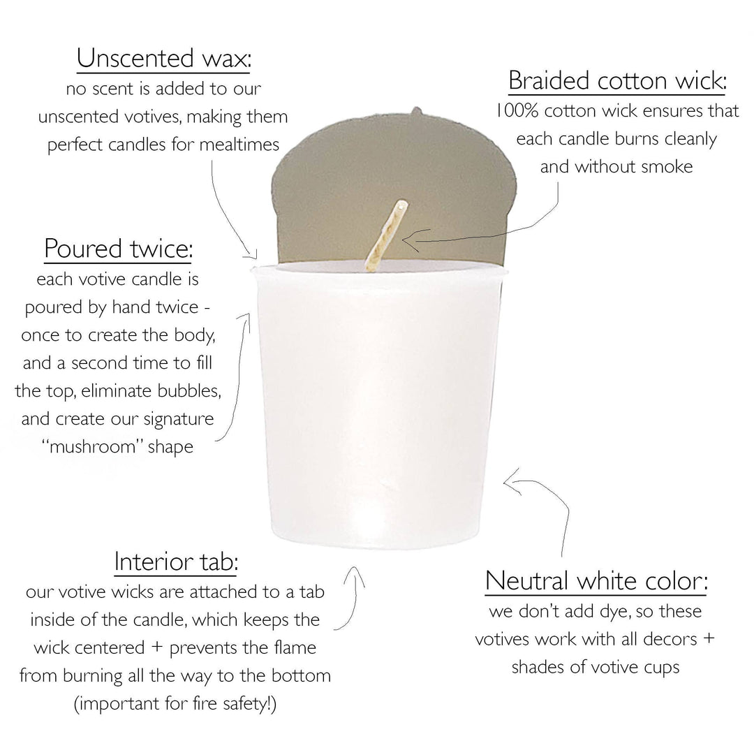 Solid Black Unscented Votive Candles, Made in USA