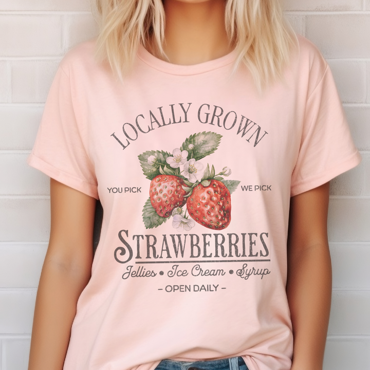 Strawberry Locally Grown Garden Farmers Market Graphic Tee