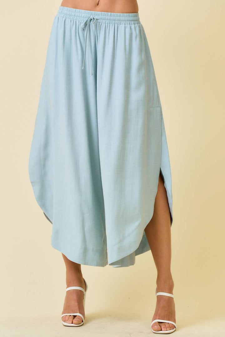 ROUNDED HEM AND SPLIT SIDES PANTS - 8876P