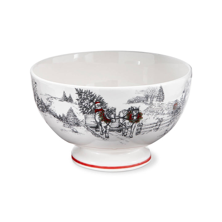 Farmhouse Pedestal Bowl Multi Earthenware Christmas