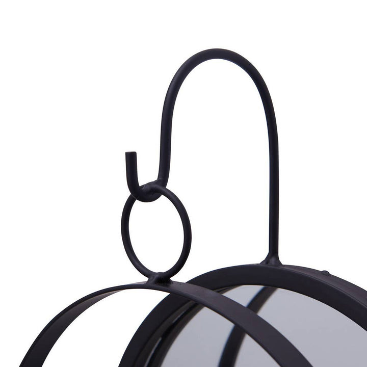Round Wrought Iron Pillar Candle Sconce with Mirror