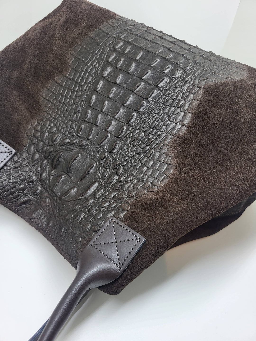 LOLA Croco Leather Bag – Brown – Made in Italy