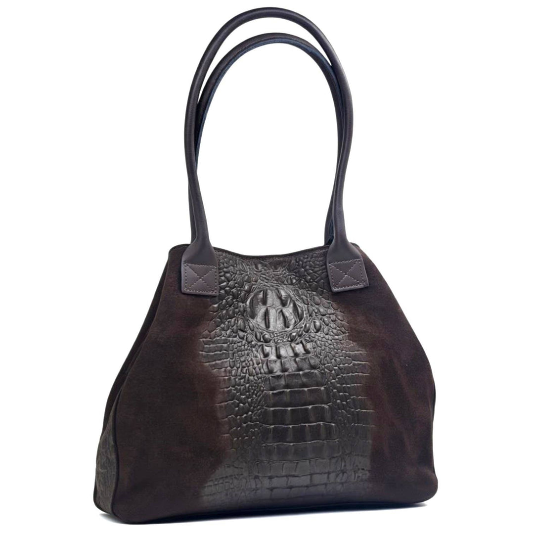 LOLA Croco Leather Bag – Brown – Made in Italy