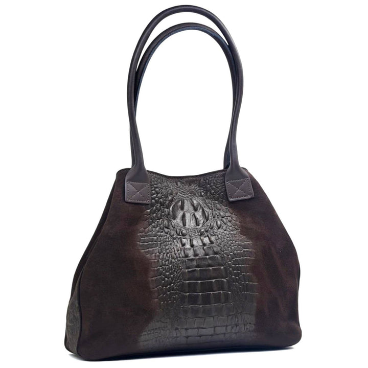 LOLA Croco Leather Bag – Brown – Made in Italy