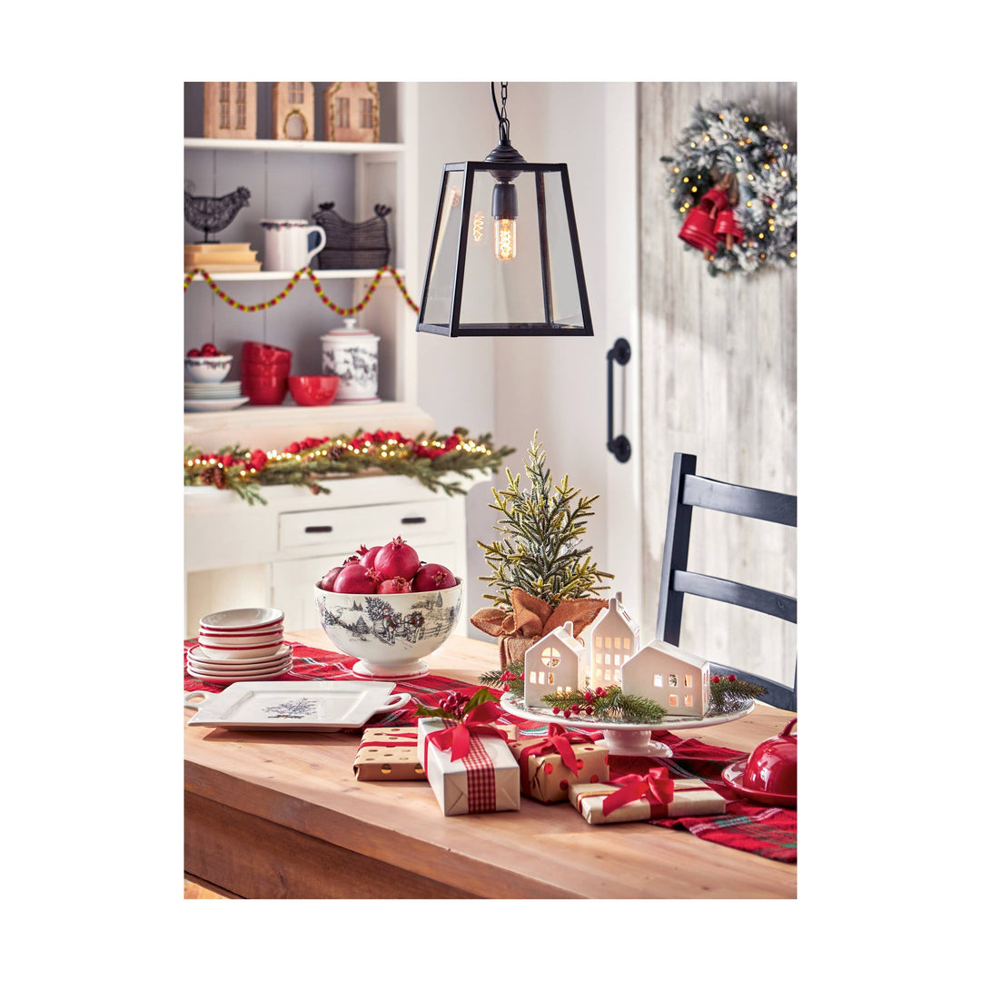 Farmhouse Pedestal Bowl Multi Earthenware Christmas