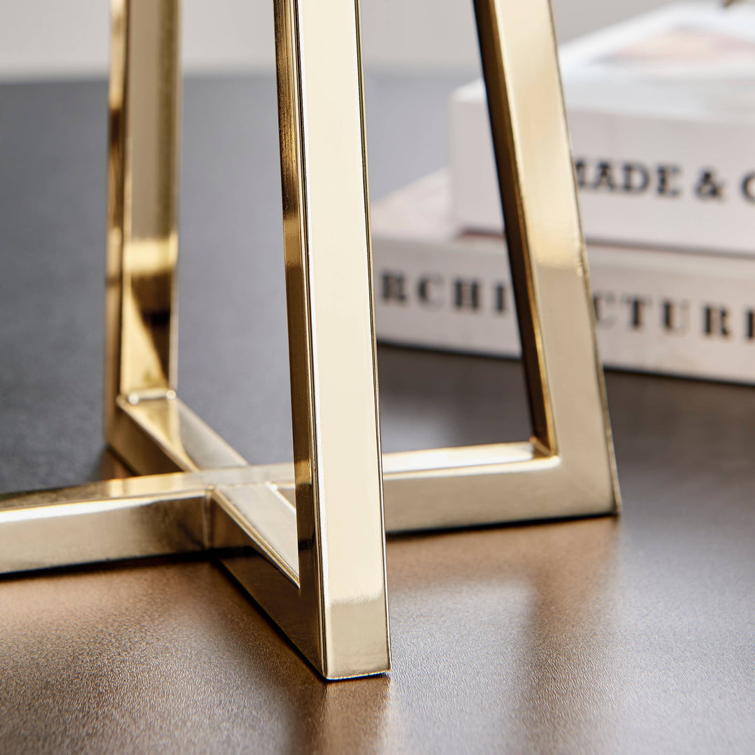 Maeve Gold Pedestal Hurricane Candle Holders - Set of 2