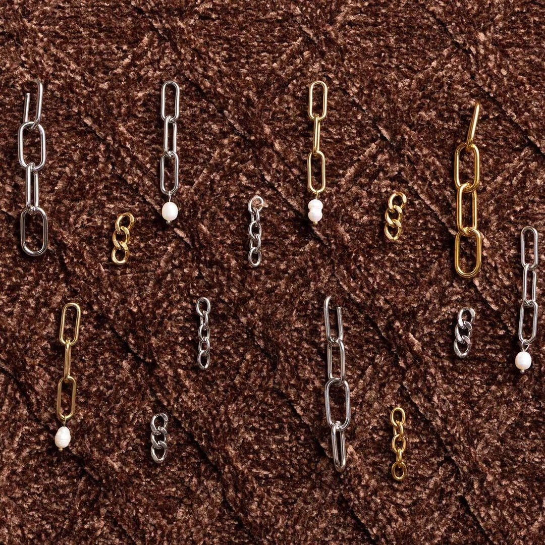 18K Gold PVD Stainless Steel Dangle Paperclip Stud Earrings