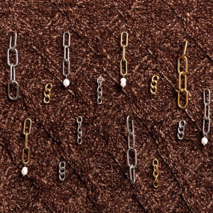 18K Gold PVD Stainless Steel Dangle Paperclip Stud Earrings