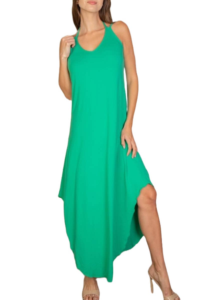 Solid Sleeveless Maxi Dress