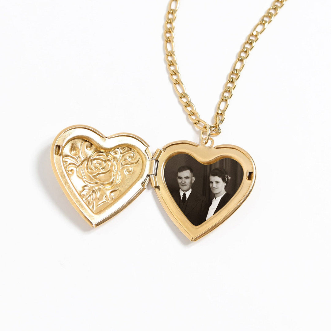 18K Gold PVD Stainless Steel Rose Heart Locket