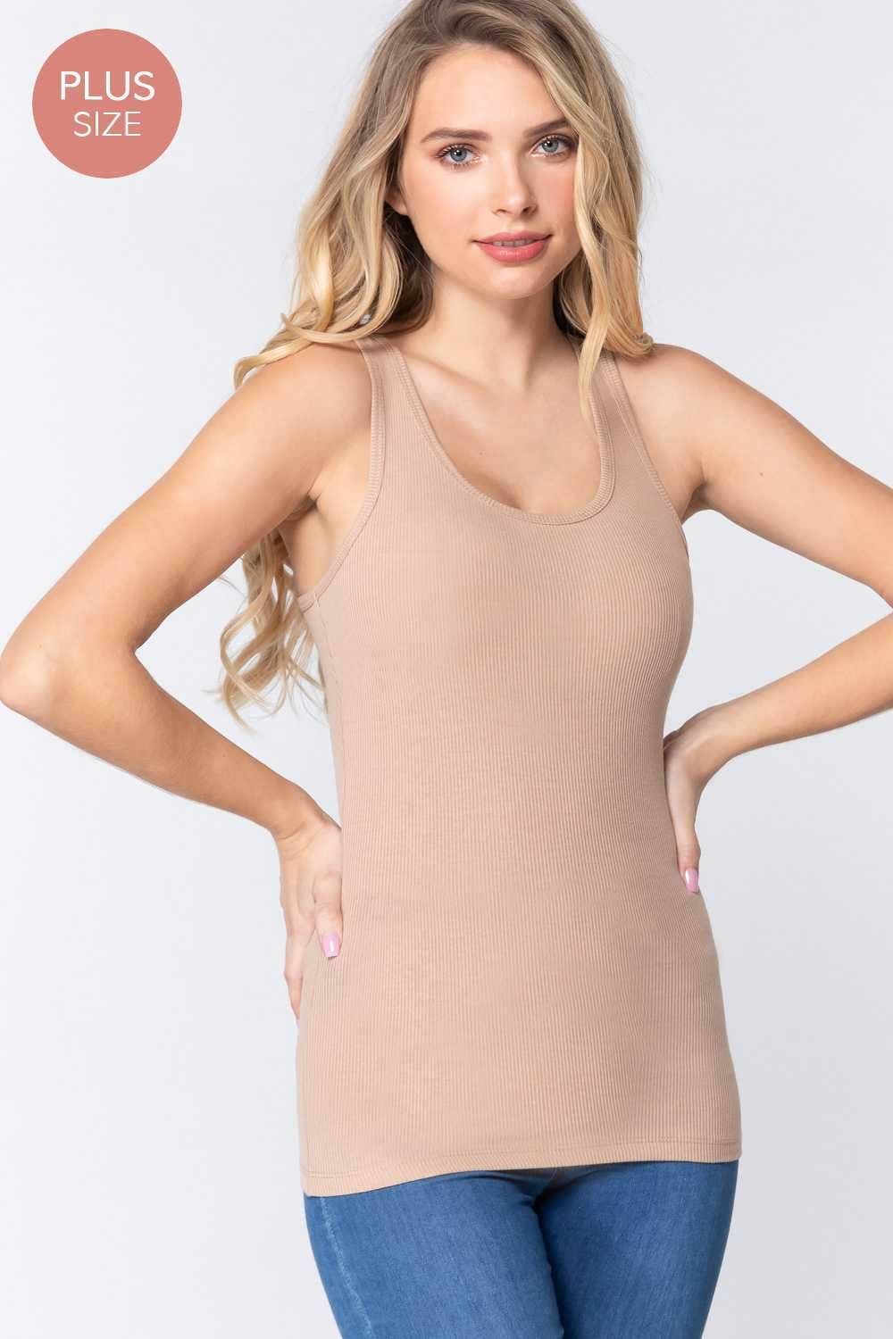 Plus Racer Back Rib Tank Top
