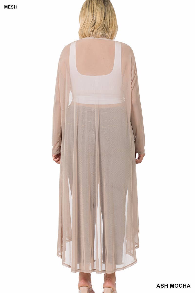 Plus Mesh Open Front Cardigan