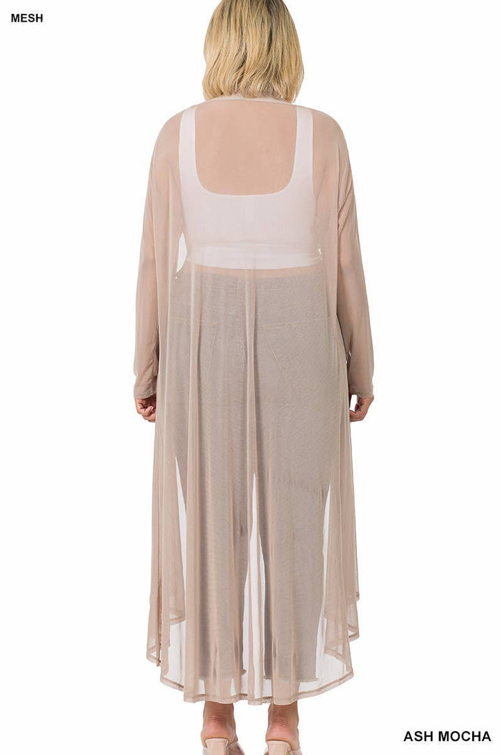 Plus Mesh Open Front Cardigan