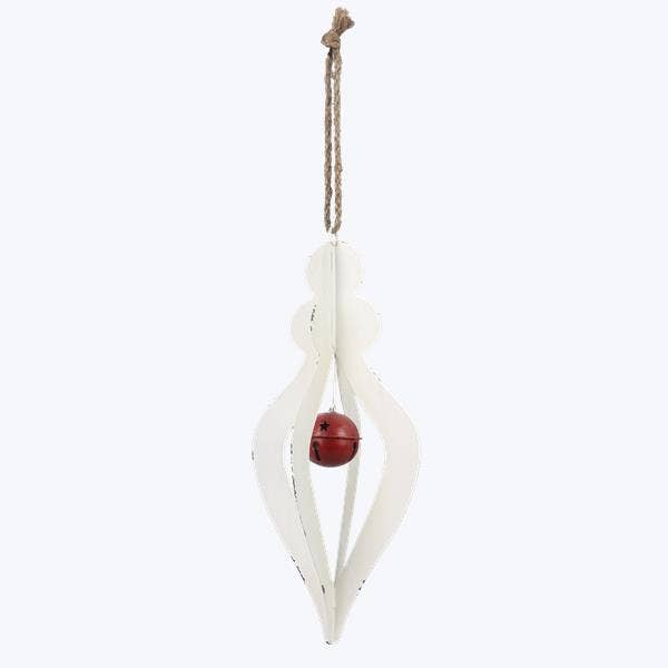 Metal White Hanging Ornament With Red Bell