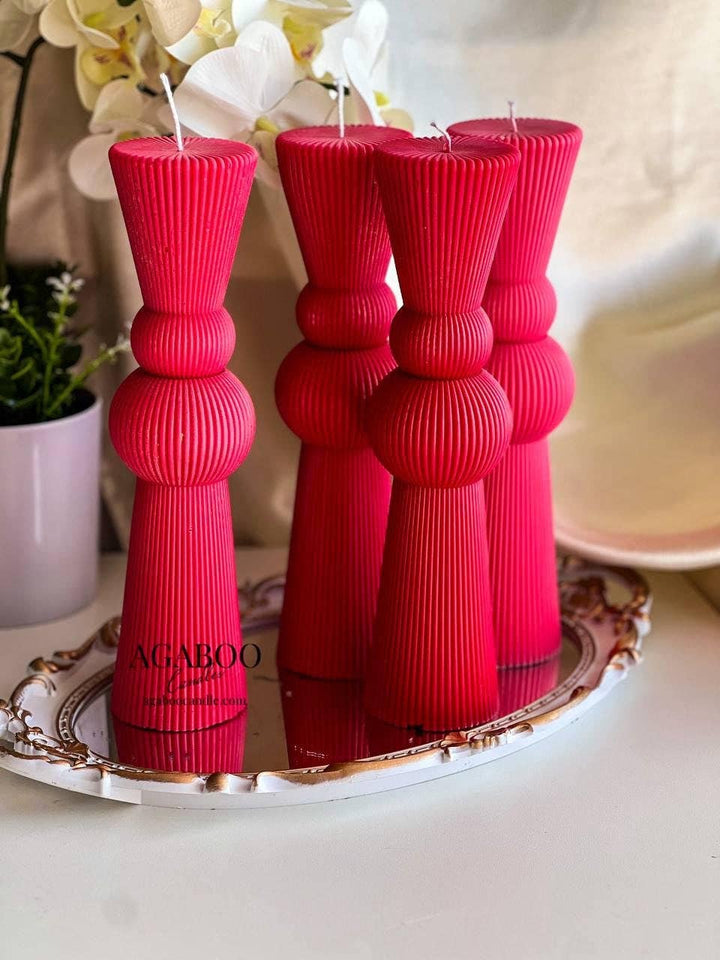 Chic Roman Ribbed Pillar Candle