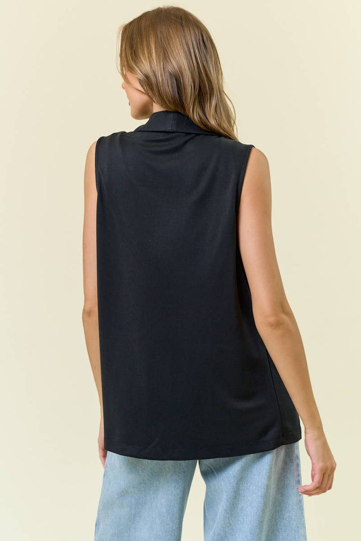 SHAWL NECK OPEN FRONT KNIT VEST BLAZER - 10737J