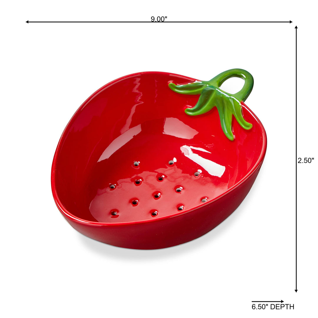 Strawberry Berry Bowl Red Multi Stoneware Summer