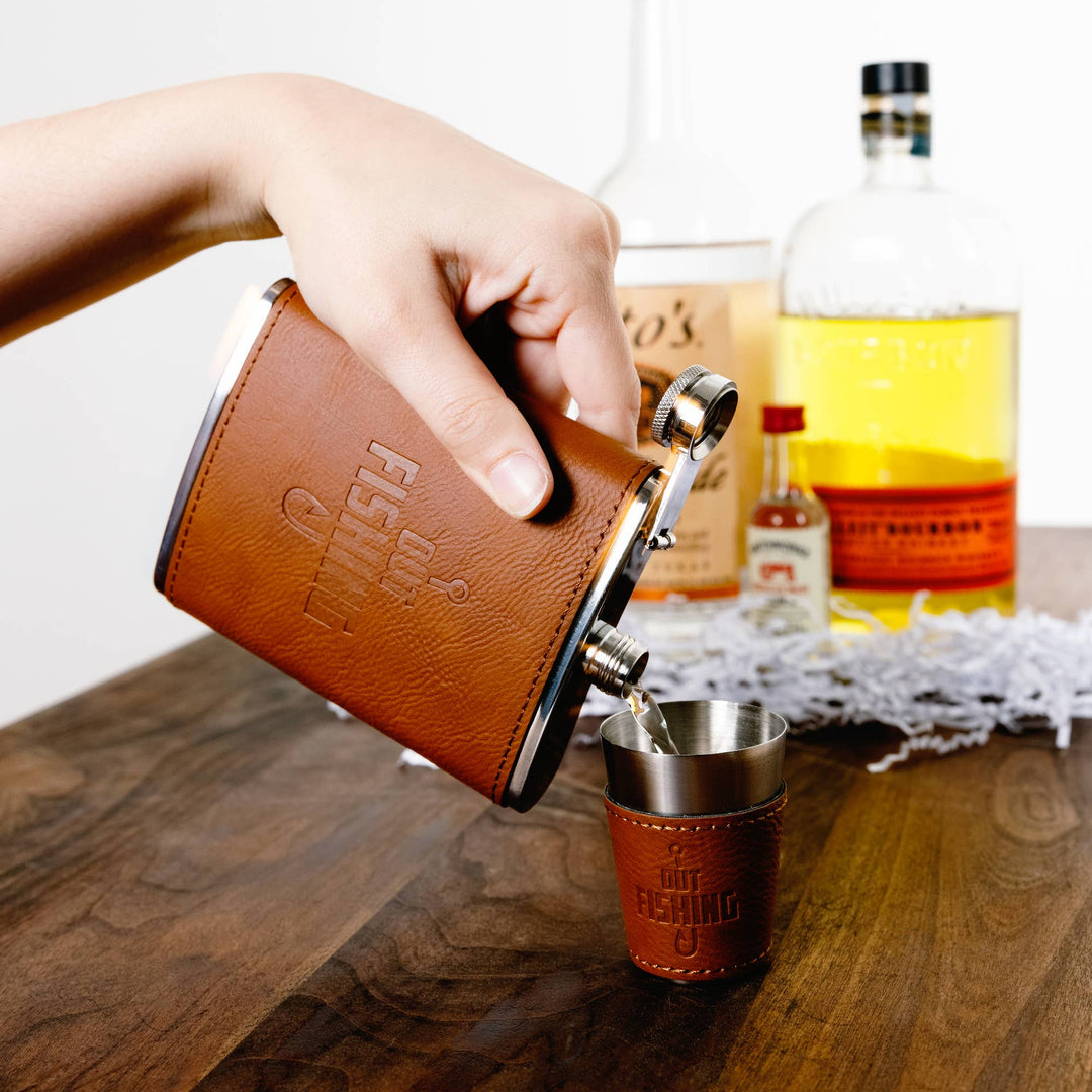 Out Fishing - Stainless Shot Glass with Sleeve