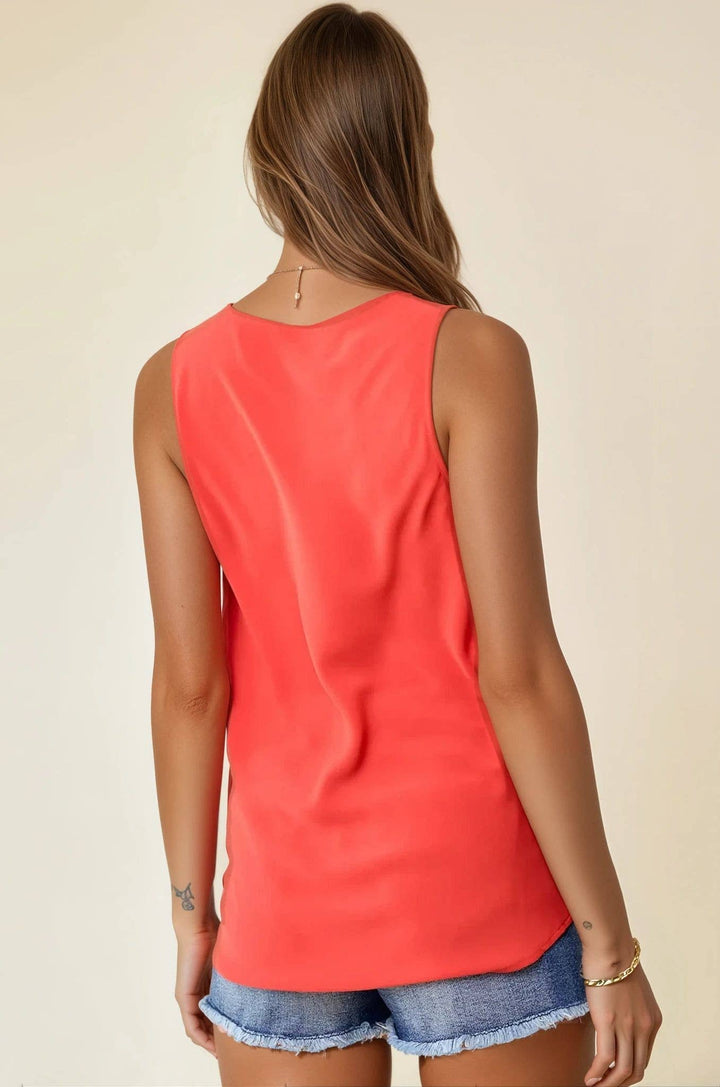 SLVLESS SCOOP NECK BIAS WOVEN TOP - 43024T