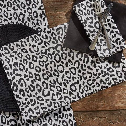 Safari Leopard Printed Placemat - Black